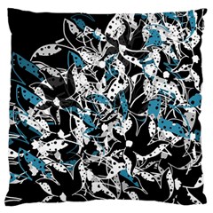 Blue Abstract Flowers Large Flano Cushion Case (one Side) by Valentinaart