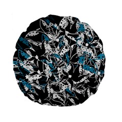 Blue Abstract Flowers Standard 15  Premium Flano Round Cushions