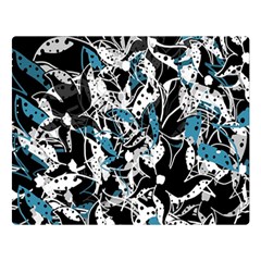 Blue Abstract Flowers Double Sided Flano Blanket (large) 