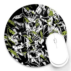 Green Floral Abstraction Round Mousepads