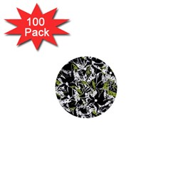 Green Floral Abstraction 1  Mini Buttons (100 Pack) 