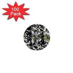 Green Floral Abstraction 1  Mini Magnets (100 Pack) 