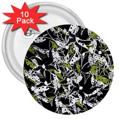 Green Floral Abstraction 3  Buttons (10 Pack)  by Valentinaart