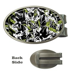 Green Floral Abstraction Money Clips (oval) 