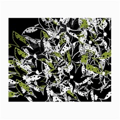 Green Floral Abstraction Small Glasses Cloth by Valentinaart