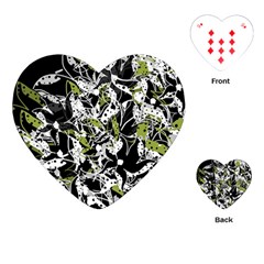 Green Floral Abstraction Playing Cards (heart) 