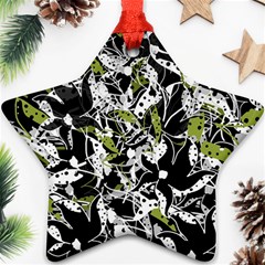 Green Floral Abstraction Star Ornament (two Sides) 