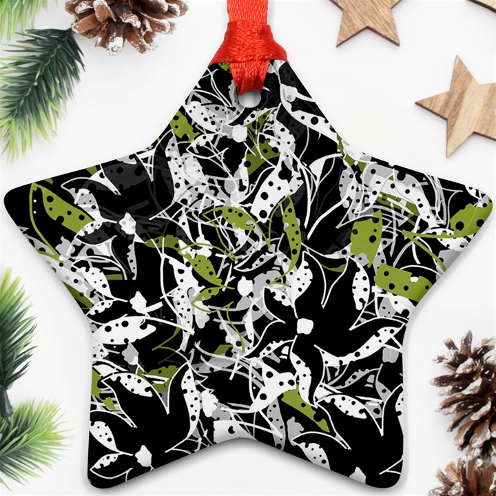 Green floral abstraction Star Ornament (Two Sides) 