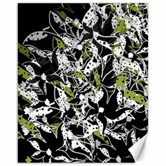 Green Floral Abstraction Canvas 16  X 20  