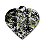 Green floral abstraction Dog Tag Heart (Two Sides) Front