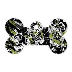 Green Floral Abstraction Dog Tag Bone (one Side)