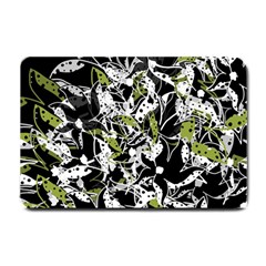 Green Floral Abstraction Small Doormat  by Valentinaart