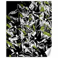 Green Floral Abstraction Canvas 11  X 14  