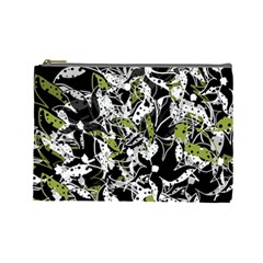 Green Floral Abstraction Cosmetic Bag (large) 