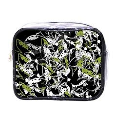 Green Floral Abstraction Mini Toiletries Bags by Valentinaart