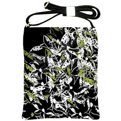 Green Floral Abstraction Shoulder Sling Bags