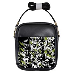 Green Floral Abstraction Girls Sling Bags