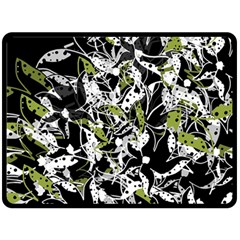 Green Floral Abstraction Fleece Blanket (large)  by Valentinaart