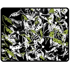 Green Floral Abstraction Fleece Blanket (medium)  by Valentinaart