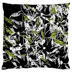 Green Floral Abstraction Large Cushion Case (one Side) by Valentinaart