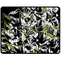 Green Floral Abstraction Double Sided Fleece Blanket (medium)  by Valentinaart