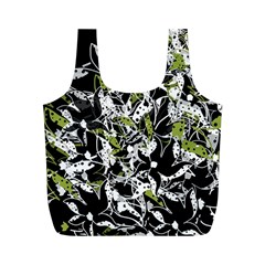 Green Floral Abstraction Full Print Recycle Bags (m) 