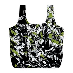 Green Floral Abstraction Full Print Recycle Bags (l) 