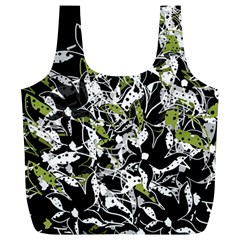 Green Floral Abstraction Full Print Recycle Bags (l)  by Valentinaart