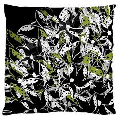 Green Floral Abstraction Large Flano Cushion Case (two Sides) by Valentinaart