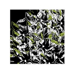 Green Floral Abstraction Small Satin Scarf (square)