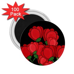 Red Tulips 2 25  Magnets (100 Pack) 