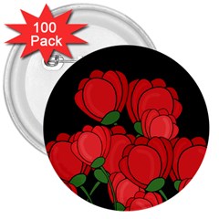 Red Tulips 3  Buttons (100 Pack)  by Valentinaart