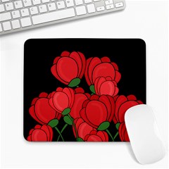 Red Tulips Large Mousepads by Valentinaart