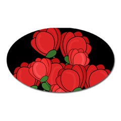 Red Tulips Oval Magnet