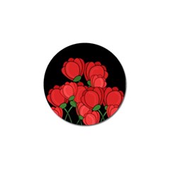 Red Tulips Golf Ball Marker by Valentinaart