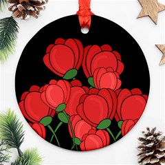 Red Tulips Round Ornament (two Sides) 