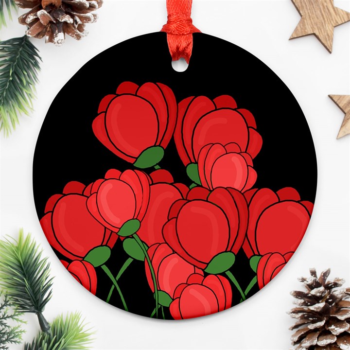 Red tulips Round Ornament (Two Sides) 