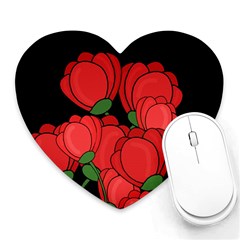 Red Tulips Heart Mousepads by Valentinaart