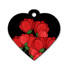 Red Tulips Dog Tag Heart (one Side)