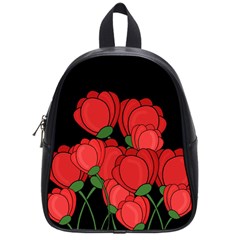 Red Tulips School Bags (small)  by Valentinaart