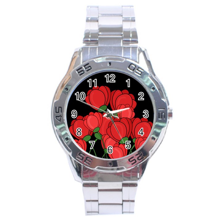 Red tulips Stainless Steel Analogue Watch