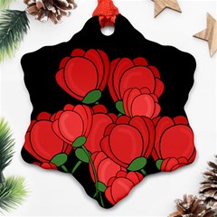 Red Tulips Ornament (snowflake)  by Valentinaart