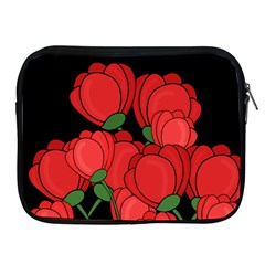 Red Tulips Apple Ipad 2/3/4 Zipper Cases