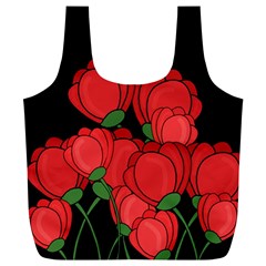 Red Tulips Full Print Recycle Bags (l)  by Valentinaart