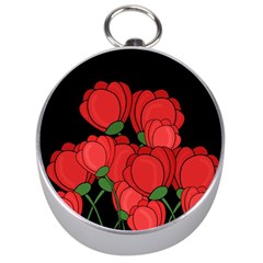 Red Tulips Silver Compasses by Valentinaart