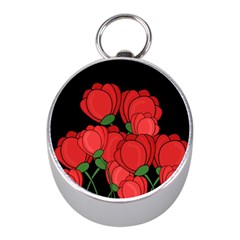 Red Tulips Mini Silver Compasses