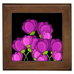 Purple Tulips Framed Tiles by Valentinaart