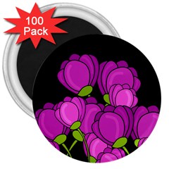 Purple Tulips 3  Magnets (100 Pack)