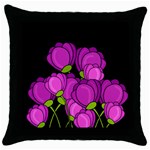 Purple tulips Throw Pillow Case (Black) Front