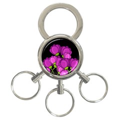 Purple Tulips 3-ring Key Chains